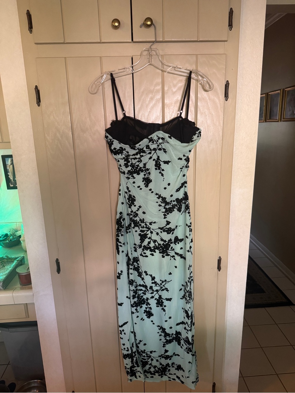 Vici Black & Mint Floral Slip Maxi Dress